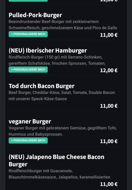 Speisekarte